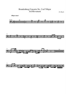Бранденбургский концерт No.2 фа мажор. Часть III – Партия виолоне, BWV 1047