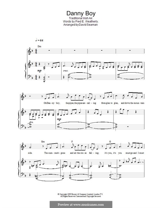 Danny Boy Sheet Music Free Key Of D Guitar