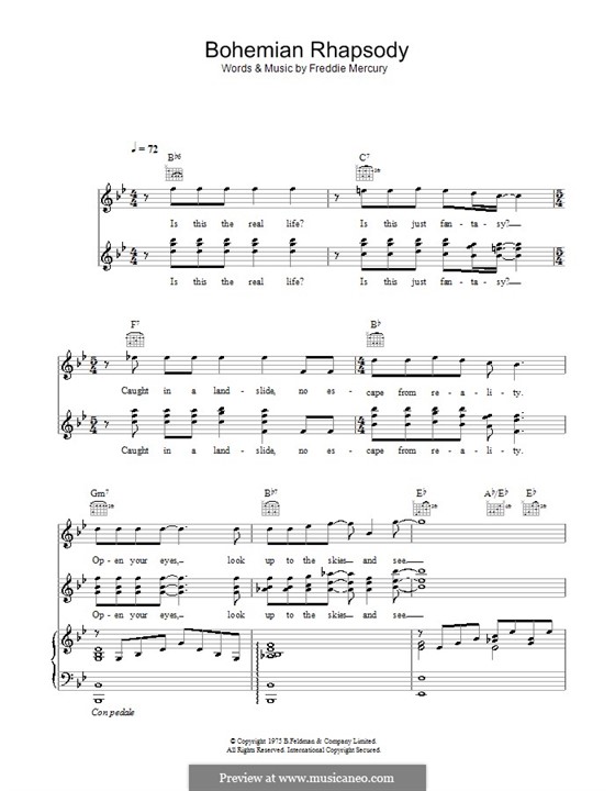 Bohemian Rhapsody Notes For Piano Pdf Sheets