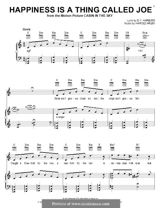 Happiness Is a Thing Called Joe: For voice and piano (or guitar) by Harold Arlen