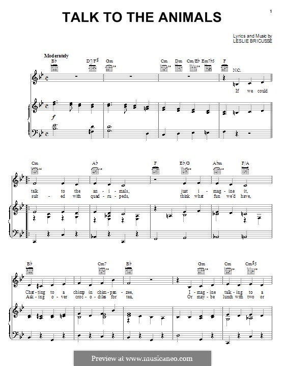 Talk to the Animals (from Doctor Doolittle) by L. Bricusse on MusicaNeo Talk to the Animals (from Doctor Doolittle) by L. Bricusse on MusicaNeo