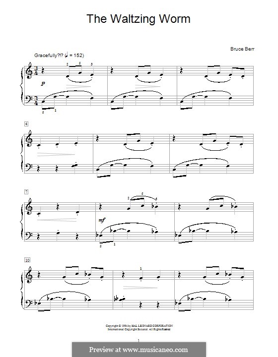 The Waltzing Worm: For piano by Bruce Berr