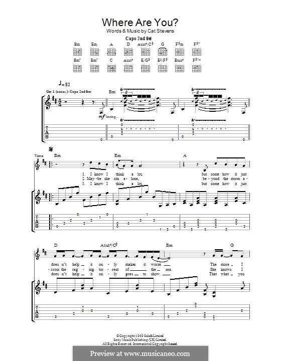 Where Are You?: For guitar with tab by Cat Stevens