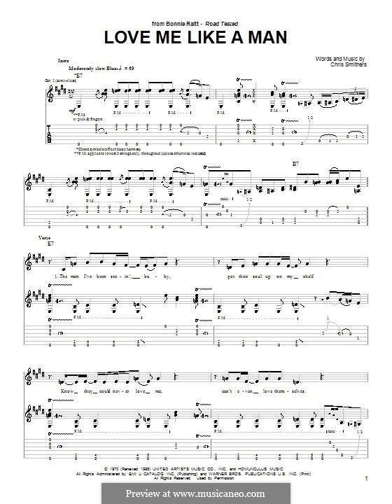 Love Me Like a Man (Diana Krall): For guitar with tab by Chris Smither