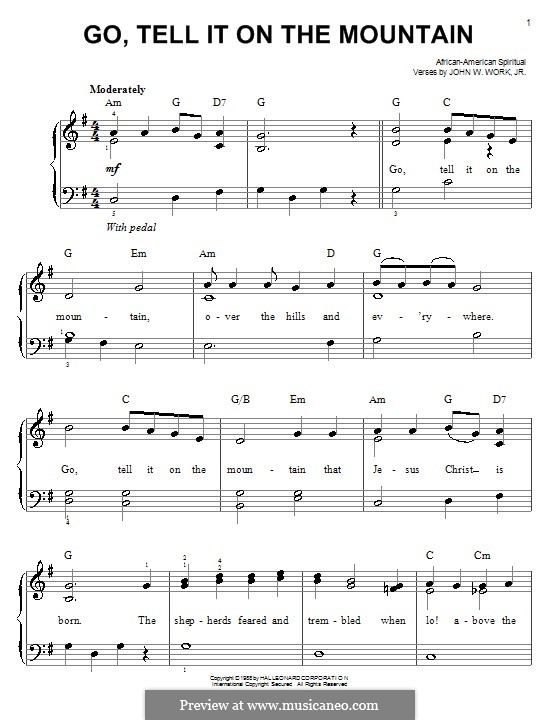 Go, Tell it on the Mountain (Printable Scores): For easy piano by folklore
