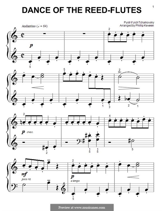 No.7 Dance of the Mirlitons: For easy piano by Pyotr Tchaikovsky