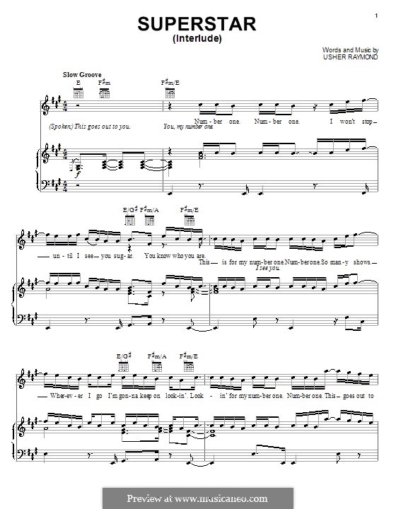 Superstar (Interlude): For voice and piano (or guitar) by Usher