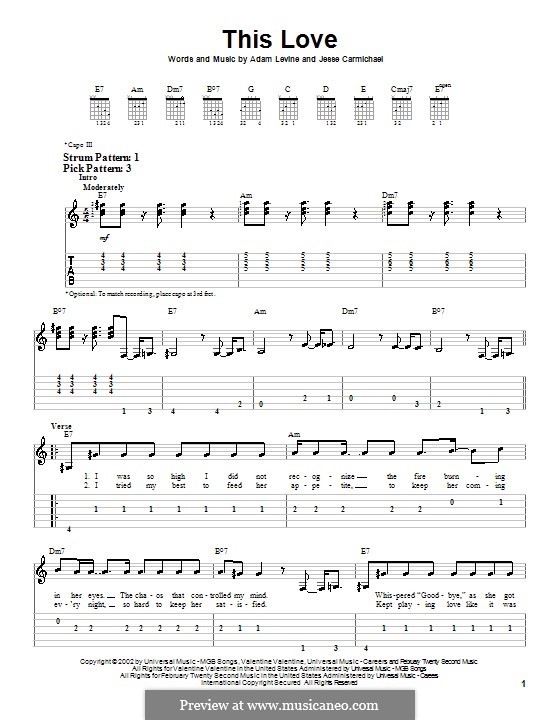 This Love (Maroon 5): For guitar (very easy version) by Adam Levine, Jesse Carmichael