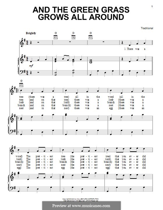 And the Green Grass Grows All Around by folklore sheet music on MusicaNeo