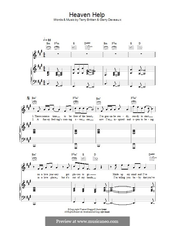 Heaven Help (Lenny Kravitz): For voice and piano (or guitar) by Gerry Deveaux, Terry Britten