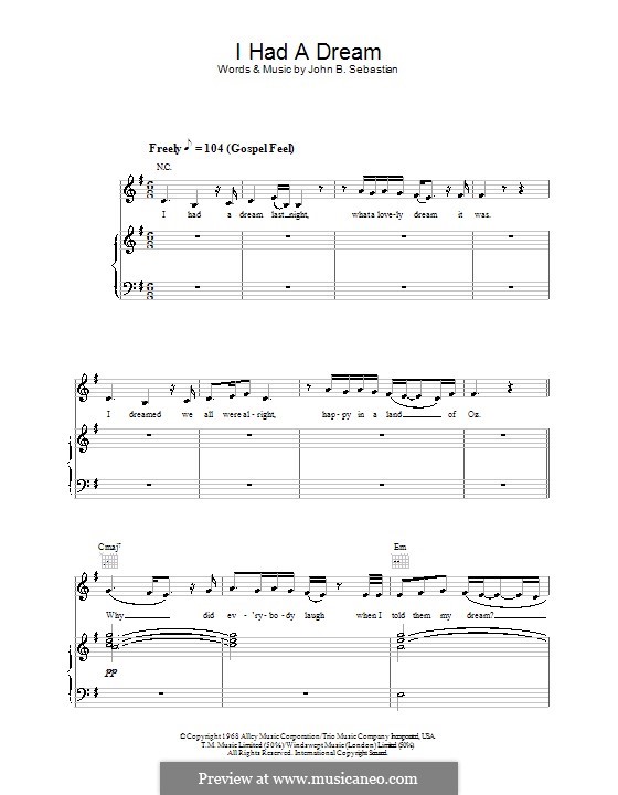 I Had a Dream (Joss Stone): For voice and piano (or guitar) by John B. Sebastian