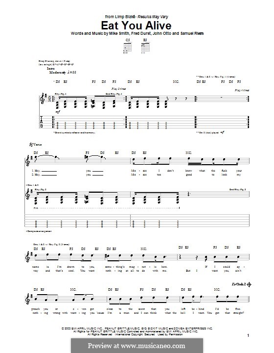 Eat You Alive (Limp Bizkit): For guitar with tab by Fred Durst, John Otto, Larry Michael  Smith, Sam Rivers