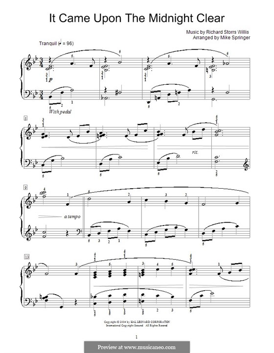 Piano version: With fingering by Richard Storrs Willis