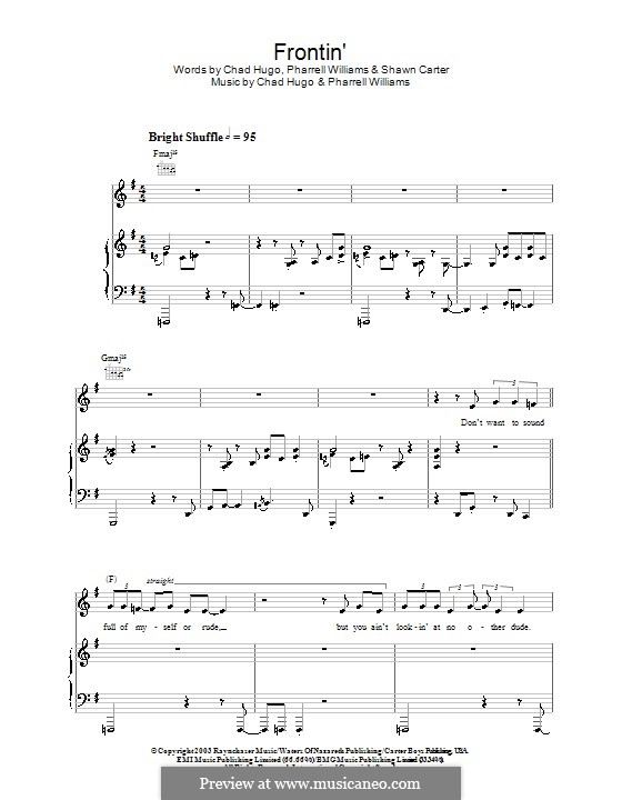 Frontin' (Jamie Cullum): For voice and piano (or guitar) by Charles Edward Hugo, Pharrell Williams