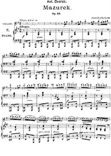 Mazurka in E Minor, B.90 Op.49: For piano by Antonín Dvořák