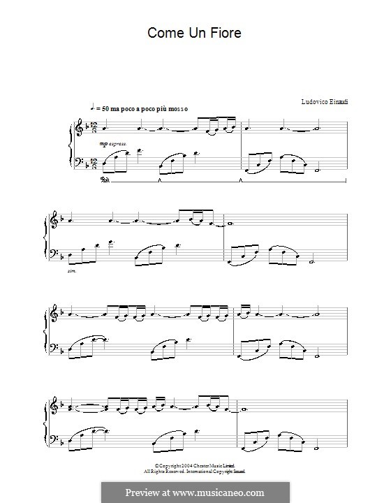 Come un Fiore: For piano by Ludovico Einaudi