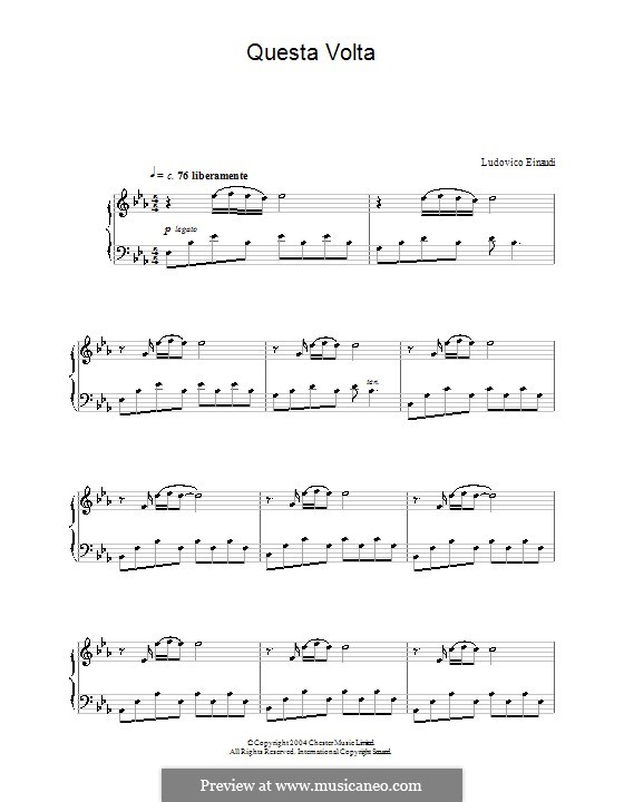 Questa Volta: For piano by Ludovico Einaudi