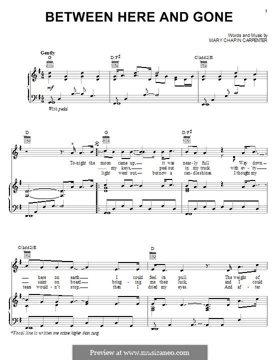 Between Here and Gone: For voice and piano (or guitar) by Mary Chapin Carpenter