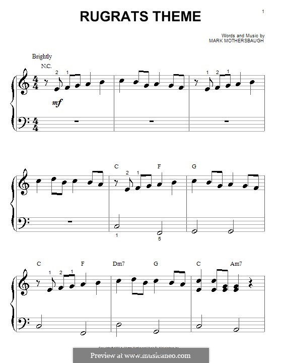 Rugrats Theme: For piano (very easy version) by Mark Mothersbaugh