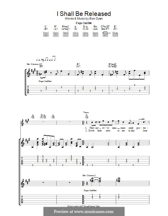 I Shall Be Released: For guitar with tab by Bob Dylan