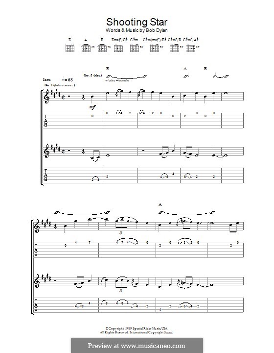 Shooting Star: For guitar with tab by Bob Dylan