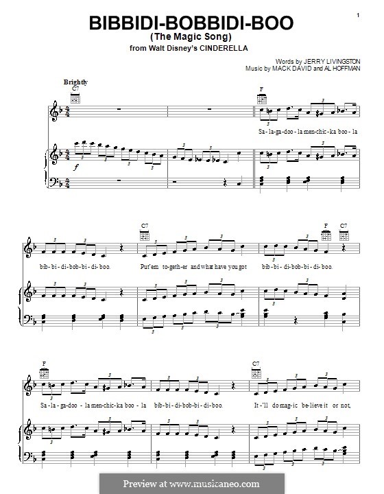 Bibbidi-Bobbidi-Boo (The Magic Song): For voice and piano or guitar (Verna Felton) by Al Hoffman, Mack David
