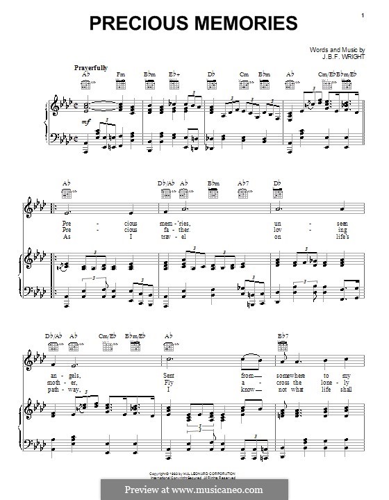 Precious Memories: For voice and piano (or guitar) by J. B. F. Wright