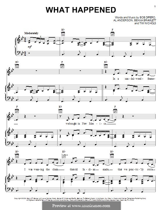 What Happened (Gretchen Wilson): For voice and piano (or guitar) by Al Anderson, Bekka Bramlett, Bob DiPiero, Tim Nichols