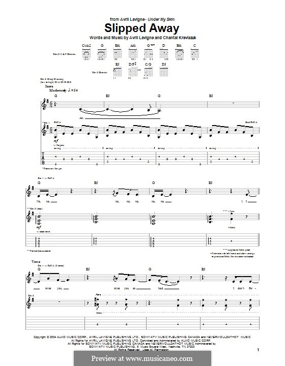 Slipped Away (Avril Lavigne) by C. Kreviazuk sheet music on MusicaNeo