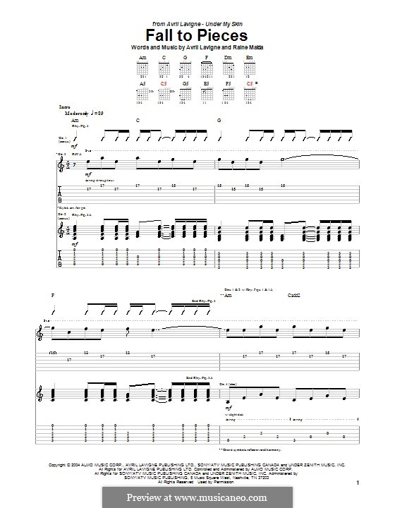 Fall to Pieces: For guitar with tab by Raine Maida