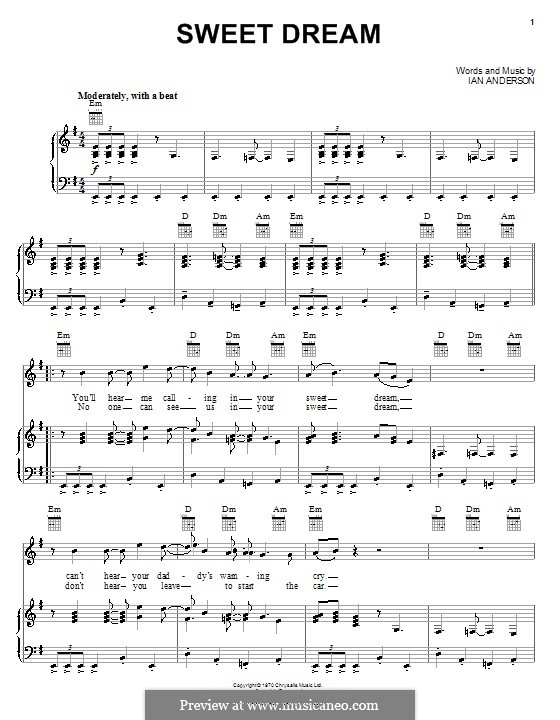 Sweet Dream (Jethro Tull): For voice and piano (or guitar) by Ian Anderson