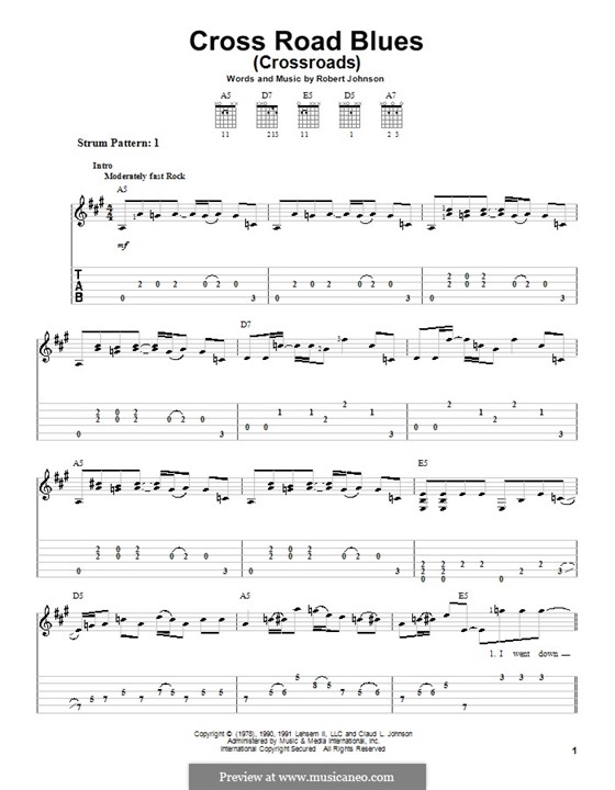 Cross Road Blues (Crossroads) sheet music (real book with lyrics)