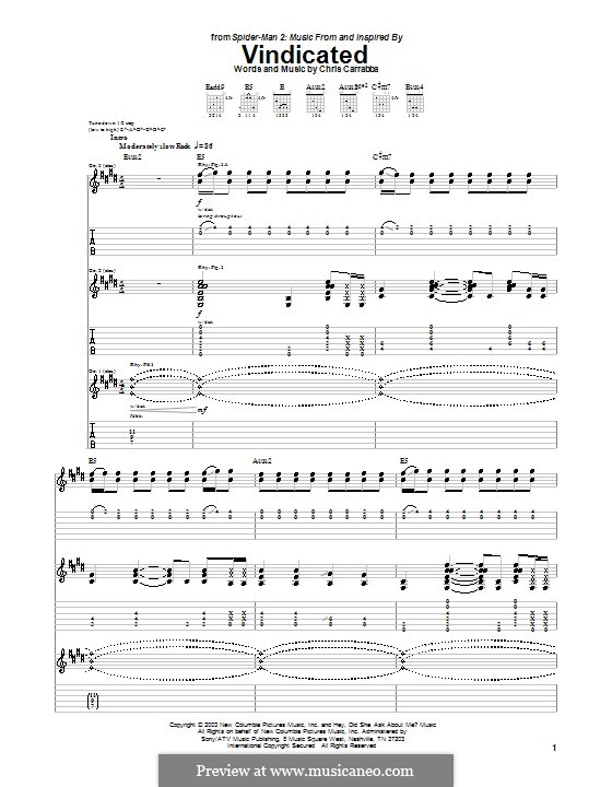 Vindicated (Dashboard Confessional): For guitar with tab by Chris Carrabba