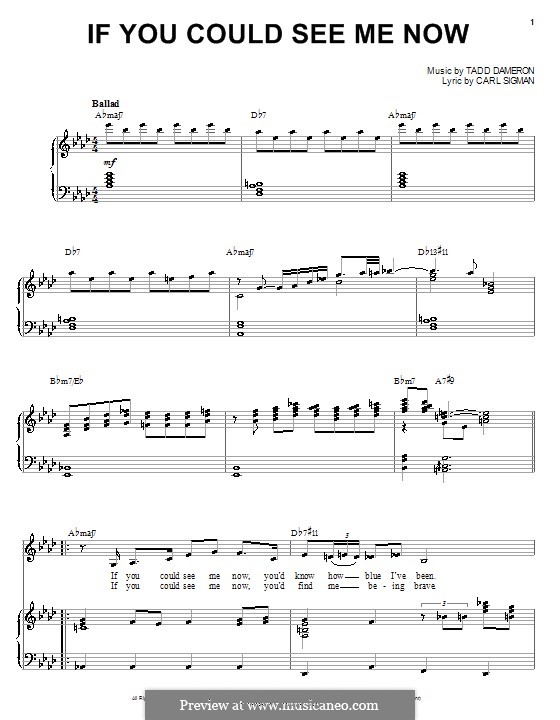 If You Could See Me Now by T. Dameron - sheet music on MusicaNeo