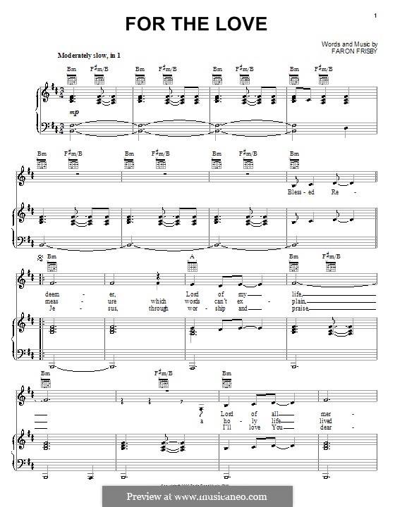 For the Love (The Hoppers): For voice and piano (or guitar) by Faron Frisby