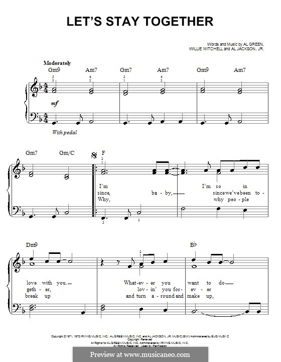 Let's Stay Together: For easy piano by Willie Mitchell, Al Jackson Jr.