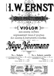 Two Nocturnes for Violin and Piano, Op.8: Nocturne No.2 for violin and strings by Heinrich Wilhelm Ernst