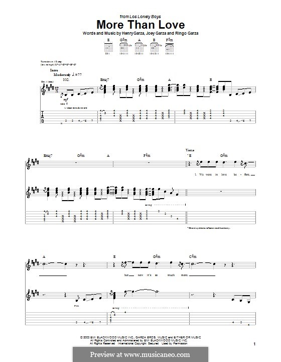 More Than Love (Los Lonely Boys): For guitar with tab by Henry Garza, Joey Garza, Ringo Garza