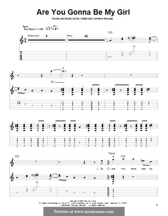 Are You Gonna Be My Girl (Jet): For guitar with tab by Cameron Muncey, Nic Cester