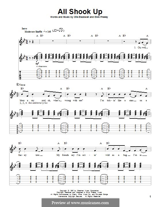 All Shook Up: For guitar with tabulature by Elvis Presley, Otis Blackwell