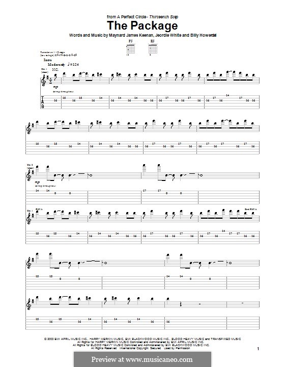 The Package (A Perfect Circle): For guitar with tab by Billy Howerdel, Jeordie White, Maynard James Keenan