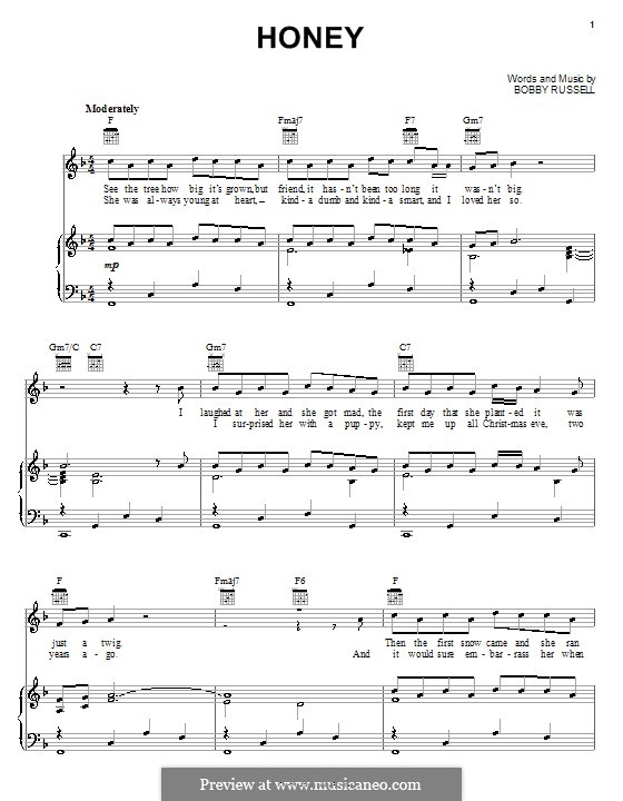Honey: For voice and piano (or guitar) by Bobby Russell