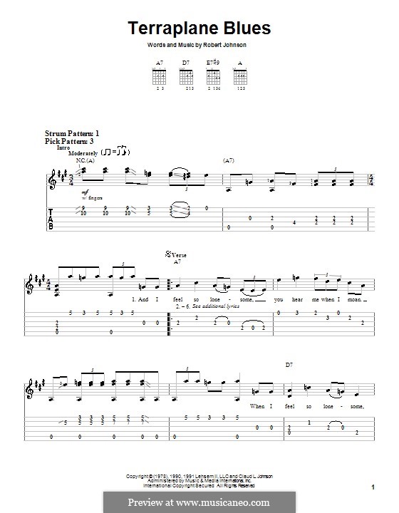 Terraplane Blues: For guitar (very easy version) by Robert Leroy Johnson