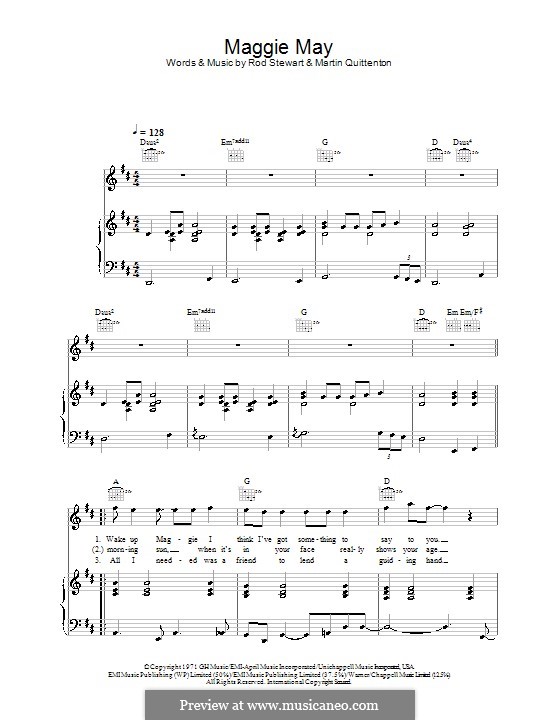 Maggie May: For voice and piano (or guitar) by Martin Quittenton, Rod Stewart