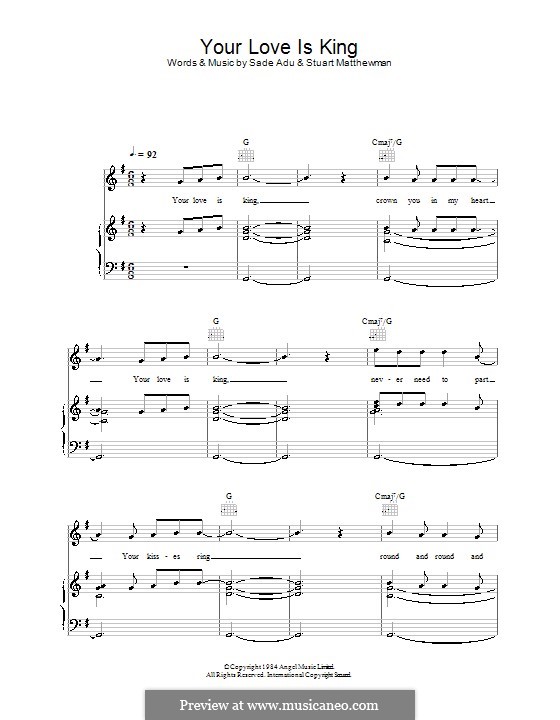 Your Love Is King by H. Adu, S. Matthewman sheet music on MusicaNeo Your Love Is King by H. Adu, S. Matthewman sheet music on MusicaNeo