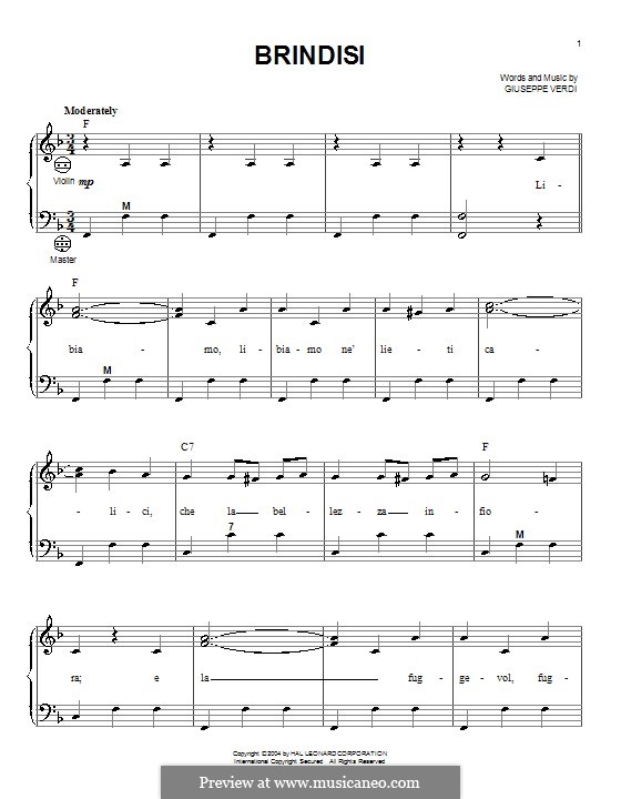 Libiamo ne'lieti calici (Brindisi): For accordion by Giuseppe Verdi
