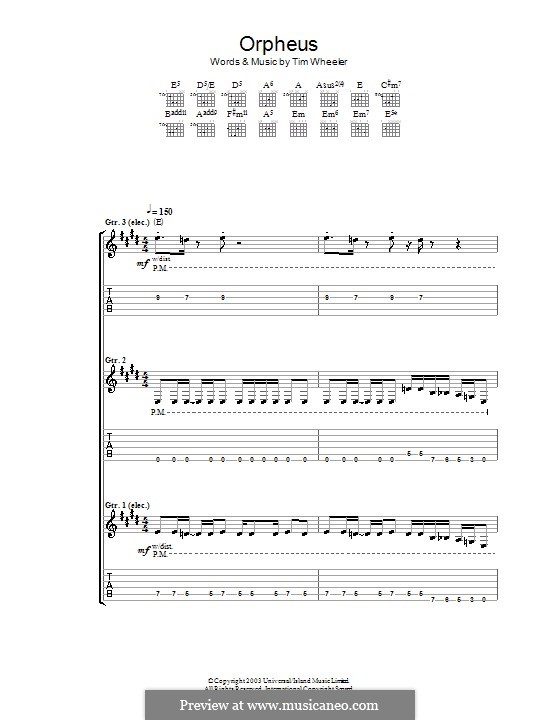 Orpheus (Ash): For guitar with tab by Tim Wheeler