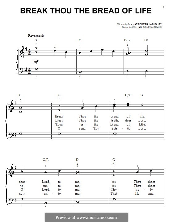 Break Thou the Bread of Life: For piano by William Fisk Sherwin