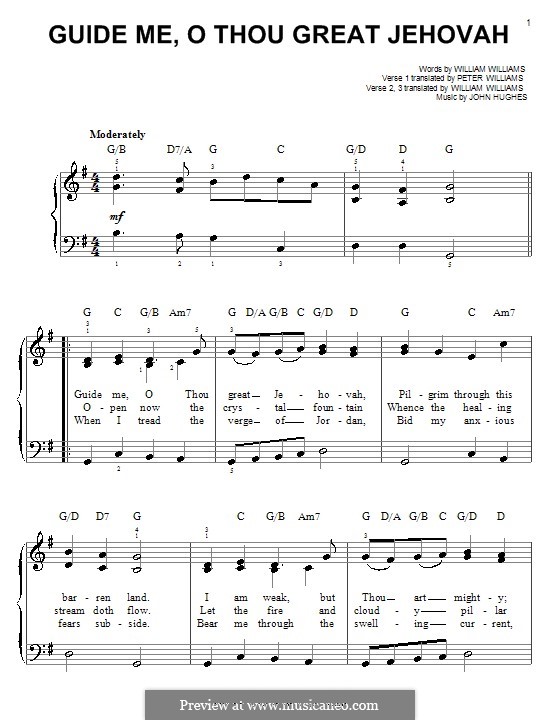 Guide Me, O Thou Great Jehovah: For piano by John Hughes