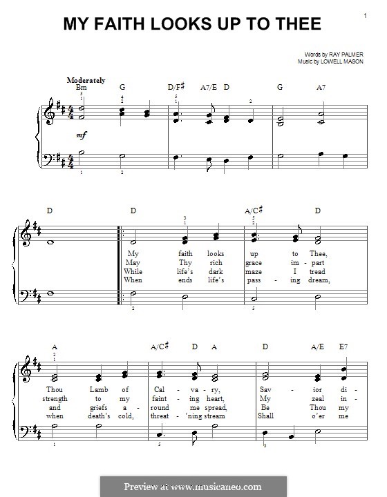 My Faith Looks Up to Thee: For piano by Lowell Mason